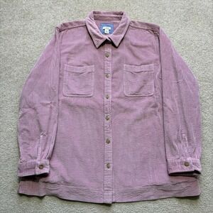 L.L.Bean Jacket Womens 2X Plus Pink Corduroy Button Front Shirt Jacket Pockets